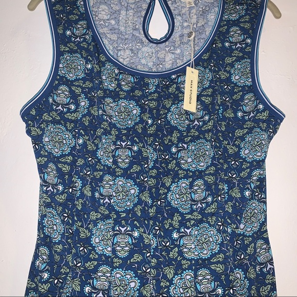 Max Studio Women's Sleeveless Blue Floral Dress Size Large - Picture 4 of 8